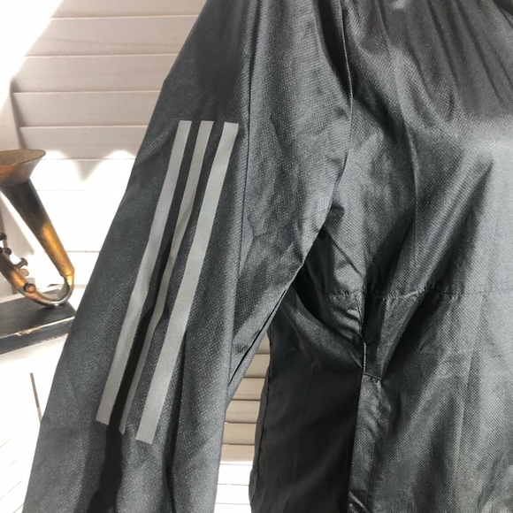 Adidas Black Windbreaker Jacket Hooded Zip Pockets Size Small - Picture 5 of 10